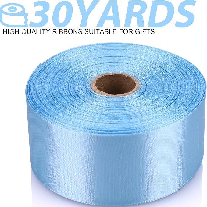 1-1/2 Inch 30 Yards Sky Blue Solid Satin Ribbon - Image 2