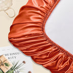 Manyshofu Satin Pillowcases for Hair Protection - 2Pcs Burnt Orange Pillow Cases, Elastic Band Standard & Queen Satin Pillowcases Luxury Silky Pillow Cases Travel Pillow Covers