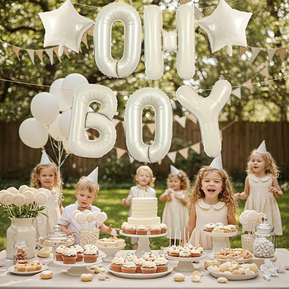 TONIFUL 40 Inch Cream White OH BOY Balloon, Oh Boy Sign - Image 3