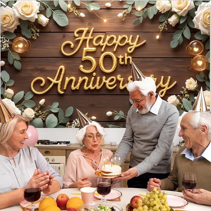 Happy 50th Anniversary Decorations Banner, 50th Wedding Anniversary Party - Image 5