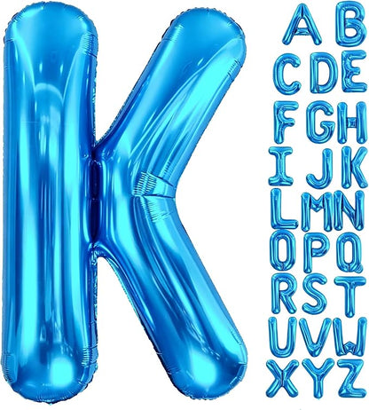 Letter K Balloon 40 Inch Blue, Giant Alphabet Foil Balloon, Big Mylar Party by Aeniaza