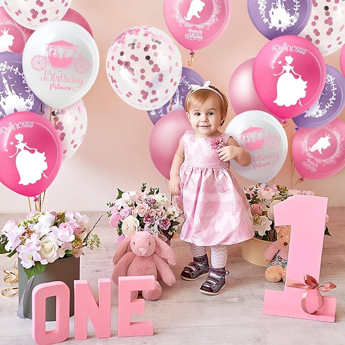 Civaner 48 Pieces Princess Balloons Bulk 12 Inch Pink Princess Themed Party - Image 4