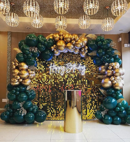 201Pcs Green and Gold Balloon Arch Kit, Explosion Star Emerald Dark Green - Image 4