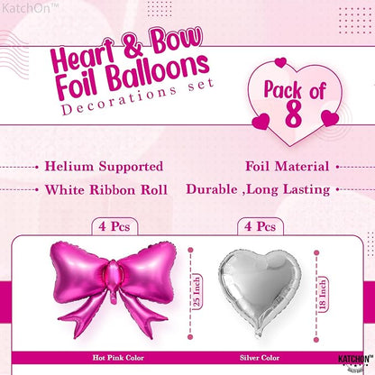 KatchOn Silver Foil Heart Balloons Set 25 Inch, Heart Shaped Balloons - Image 2