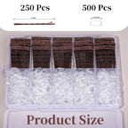 YGDZ 750 Count Bobby Pins Brown Kit, 250 PCS Mini Hair Pins for Styling, 2 Inch Bobby Pins for Women, Kids, Girls, 500 PCS Clear Elastic Hair Ties with Storage Box, Hair Accessories for Brown Hair