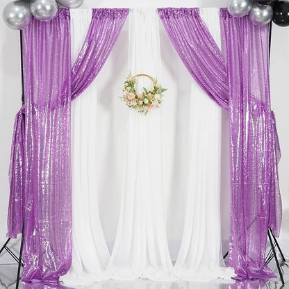 Poise3EHome Lavender Sequin Backdrop Curtain, 4 Panels 2FTx8FT Glitter - Image 5