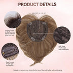 LEEONS Hair Toppers for Women with Bangs Short Bob Synthetic Pieces for Thinning Hair Side Part (Brown with Highlights)