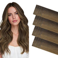 GOO GOO Invisi Edge Tape in Hair Extensions Human Hair, 2C/4E/6C Brown Sugar Swirl Highlights, 20pcs 20inch 50g, Virgin Remy Hair, Seamless Injected Tape, Natural Look