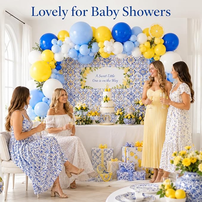 Blue White Yellow Balloon Arch Kit, Graduation Yellow Royal Blue Latex Party - Image 6