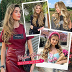 ALXNAN Long Wavy Hair Extensions for Women, Clip in Hair Extensions Clip Ins Soft Full Head Synthetic Hairpieces 20 Inch Medium Brown Ash Blonde