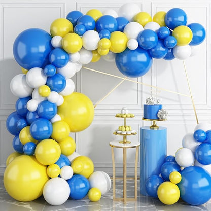 124PCS Blue Yellow White Balloon Garland Arch Kit, 18 12 5 inch Matte Blue by Paready