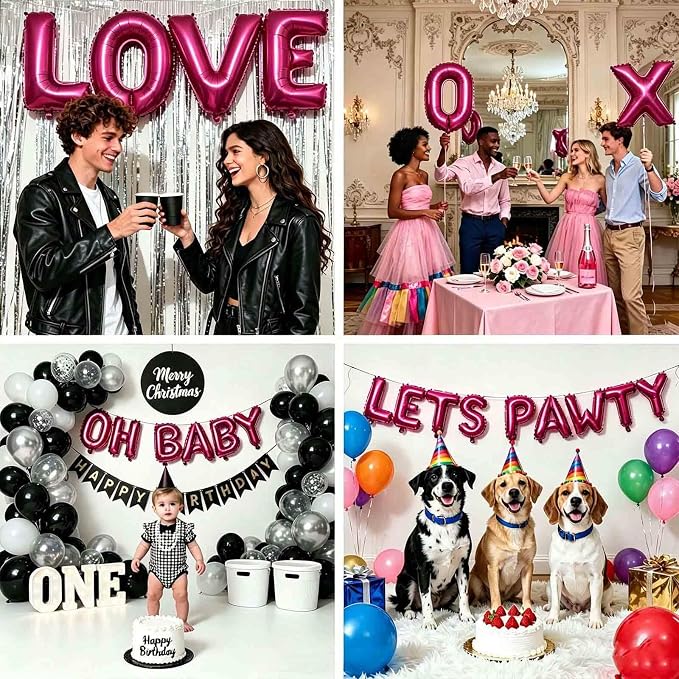 98 Pcs Hot Pink Letter Balloons, Custom 3 Set A-Z Set - Image 6