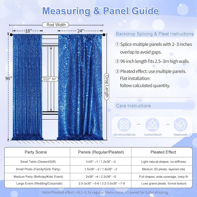 Royal Blue Sequin Backdrop Curtain Panels - Image 5