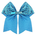 Large Glitter Cheer Bows Clips, Jumbo Big 7 Inch Cheerleading Sequin Hair Bow Hair Accessories for Teens Girls Football Sports Cheerleader Outfit Uniform (Blue)