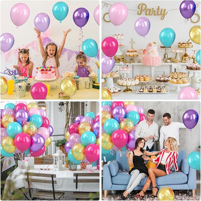 Teal Pink Purple Balloons, 12 Inch Princess Balloons, Pastel Pink Teal Purple - Image 7