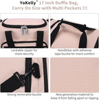Small Gym Duffle Bag - 17 inch Carry On Weekender Bag for Travel Sport (17x10x9 in) - Pink