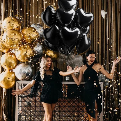 TONIFUL 15 Pcs Black Heart Balloons 18 Inch Heart Shape Foil Mylar Balloon | - Image 6