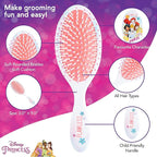 LUV HER Disney Princess Hair Accessory 5 Pcs Set - 1 Large Hairbrush + 4 Scrunchies - Accessories For Girls - Detangling Brush - scrunchies 3 +