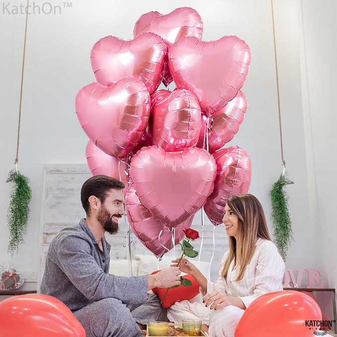 KatchOn Pink Heart Balloons 18 Inch, Light Pink Pride Month Decorations - Image 3