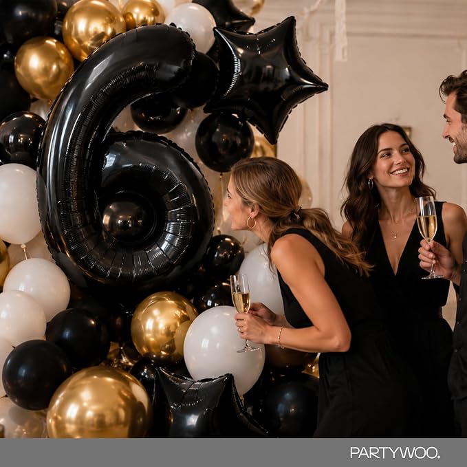 PartyWoo Number Balloons 40 Inch Black Number 6 Kit 25pcs - Image 4