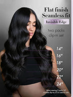 LUVME Invisible Clip in Hair Extensions,Body Wave 14 Inch 2 Pack 220g 12pcs Human Hair Invisible Clip ins Hair Extensions Natural Black Hair for Women
