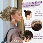BARSDAR Short Highlight Ponytail Extension - 10 Inch Wavy Drawstring Comb Clip Pony Tails Hairpieces for Women, Synthetic Clip in Ponytail Hair Extensions - Chocolate Brown with Highlights