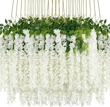 108Pcs Artificial Wisteria Flowers 3.6 Feet/Piece White Dense Artificial Fake by HanYun