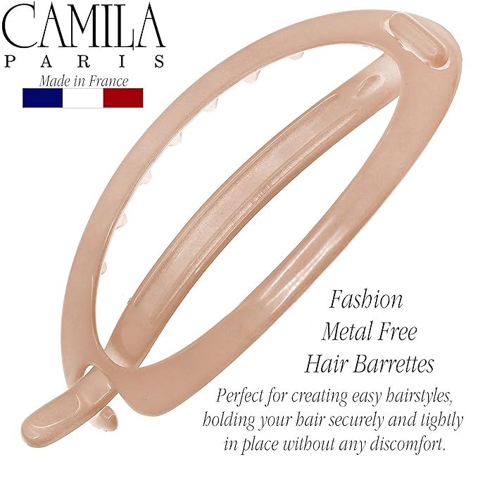 Camila Paris CP2320 French Hair Barrette Clip, Flexible Ponytail Holder No Metal Parts, Strong Hold Grip Hair Clips for Women, No Slip and Durable Styling Girls Hair Accessories, Made in France