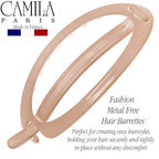 Camila Paris CP3458 French Hair Barrette Clip, Flexible Ponytail Holder No Metal Parts, Strong Hold Grip Hair Clips for Women, No Slip and Durable Styling Girls Hair Accessories, Made in France