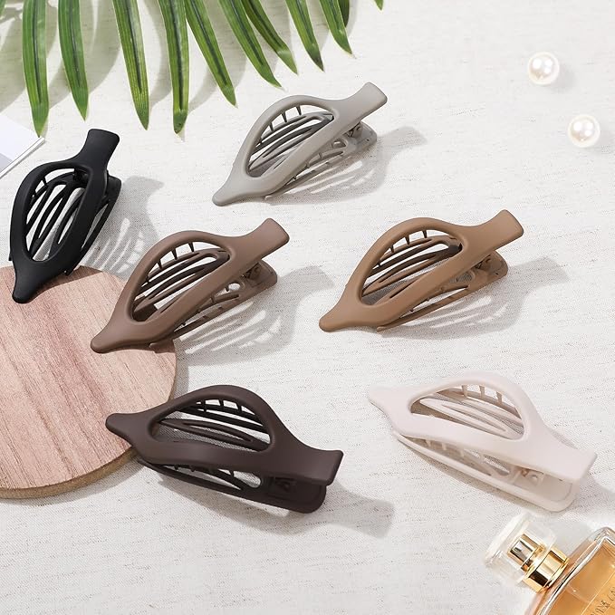 Flat Hair Clips for Women - 6 PCS French Flat Claw Clips Medium Hair Clips for Girls Large Hair Claw Clips for Thick or Thin Hair Strong Hold No Slip Hair Accessories for women (Regular)
