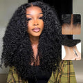 7x6 Burmese Curly Glueless Wigs Human Hair Pre Plucked Pre Cut 250% Density Drawstring Wig for Black Women 7x6 HD Lace Front Wigs Human Hair Glueless Wear and Go Nautural Color 30 Inch