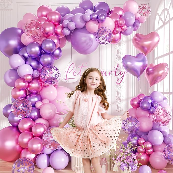 Pink Purple Balloon Garland Arch Kit - Image 6