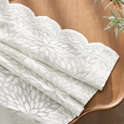 MIULEE Vintage Floral Scalloped Lace Curtains 2 Panels, Semi Sheer Curtains - Image 5