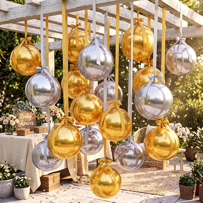 Jenaai 30 Set Round Foil Balloons Bulk 22 Inch 4d Metallic Giant Balloons Set - Image 4