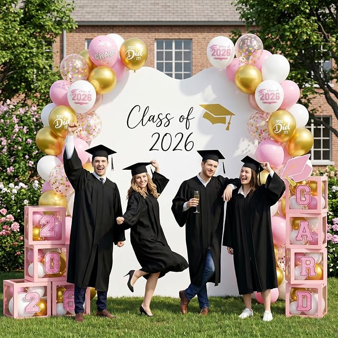 Graduation Decorations Class of 2026-Pink and Gold Graduation Party - Image 8