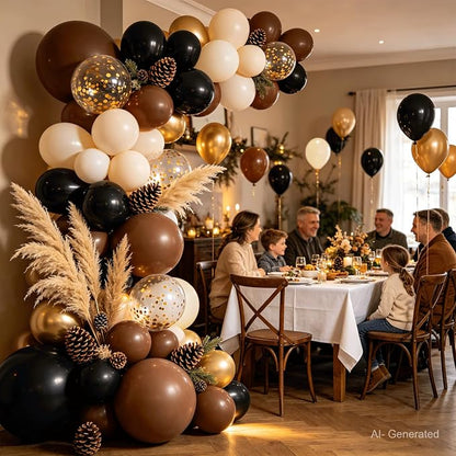 Brown Black Gold Balloon Arch Kit, Party Decoration | Sand White, - Image 7