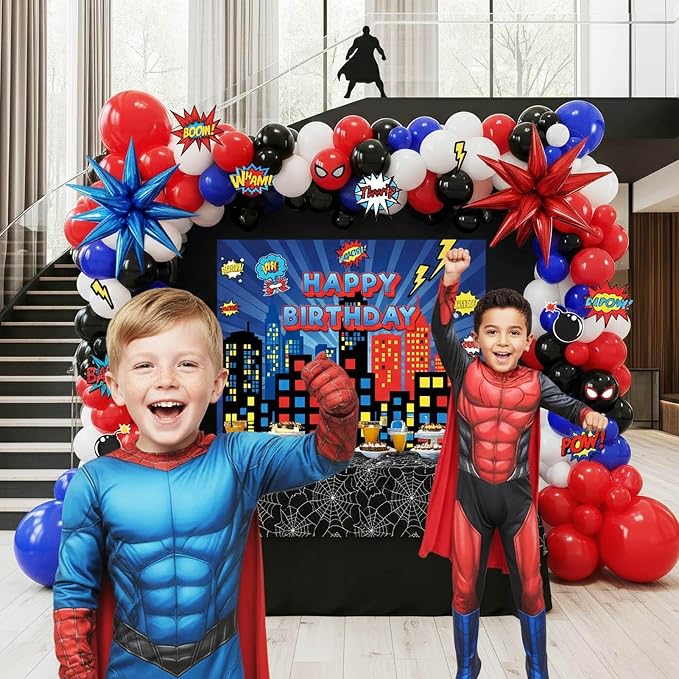 Blue Red Black white Balloon Garland Arch Kit 140PCS - Image 2