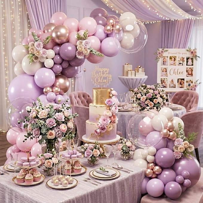 Dusty Purple Balloon Arch Kit Pink and Lavender Balloon Garland | 126Pcs Light - Image 6
