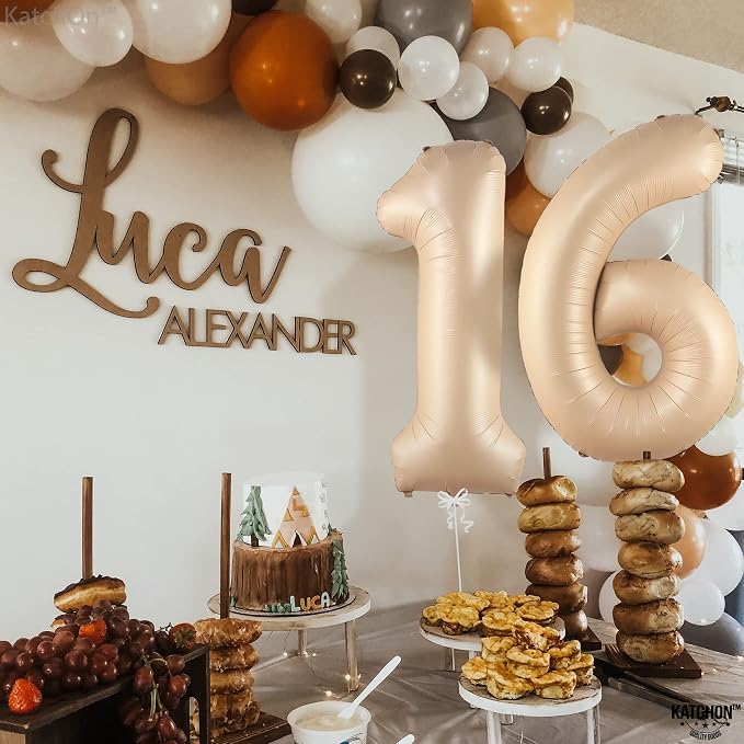 KatchOn Caramel 16 Balloon Numbers 40 Inch, Sweet 16 Party Decorations | 16th - Image 6