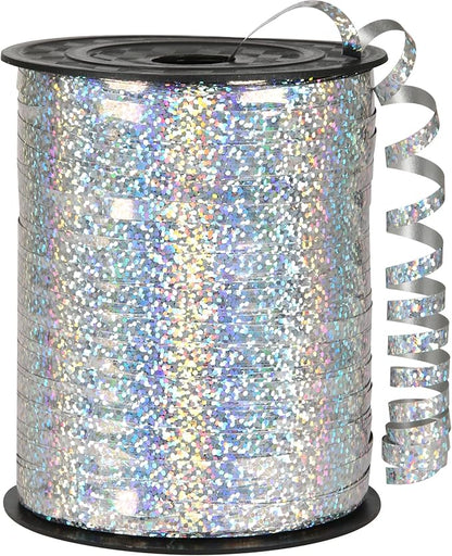 Silver Curling Ribbon, 500 Yard Shiny Metallic Silver by OMISELIO