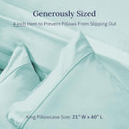 California Design Den 400 Thread Count 100% Cotton Pillowcases, Seafoam King Pillowcase Set of 2, Long - Staple Combed Pure Natural Cotton Pillow Cases, Soft & Silky Sateen Weave