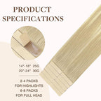 GOO GOO Tape in Hair Extensions Human Hair, 18ET90A Natural Blonde Balayage, 24inch 30g 10pcs, Skin Weft Seamless Invisible, Silky Straight with Thick Ends, Remy Human Hair