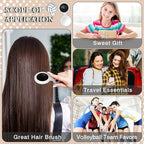 12 Pcs Volleyball Mini Detangler Brush, Folding Mirror Hair Brushes, Mini Travel Hair Brush, No Tangle Soft Flexible Bristles for Straight, Curly, Thick Hair for Volleyball Team Gift Sport Party