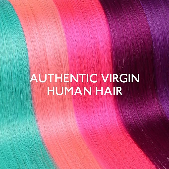 WENNALIFE Hot Pink Clip in Hair Extensions Real Human Hair 35g 6pcs 20 Inch Colored Hair Extensions for Kids Women Colorful Hair Pieces Pop-up Style Straight Extensiones De Cabello Humano Con Clip