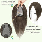 Hair Toppers for Women Real Human Hair, 360°3D Bangs Clip Human Toppers for Women with Thinning hair Realistic Scalp Line (Medium Brown, 3D Side Bangs (11 * 7))