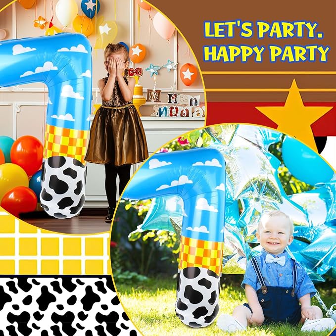40 Inch Number 7 Balloon Blue Clouds Cartoon Story Balloons Toy Inspired Story - Image 6