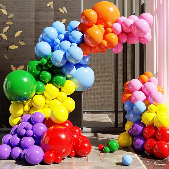 Rainbow Colorful Balloons Arch Kit, Baby Shower, Anniversary Party Decorations by NOTHOME