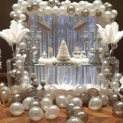 Pearl White Winter Wonderland Balloons, 12 Inch Pearl Sand White and Metallic - Image 4