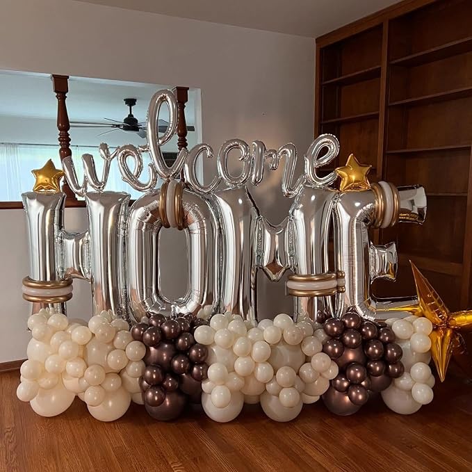 Silver HOME Balloons 40 Inch, Large HOME Letter Banner - Image 4