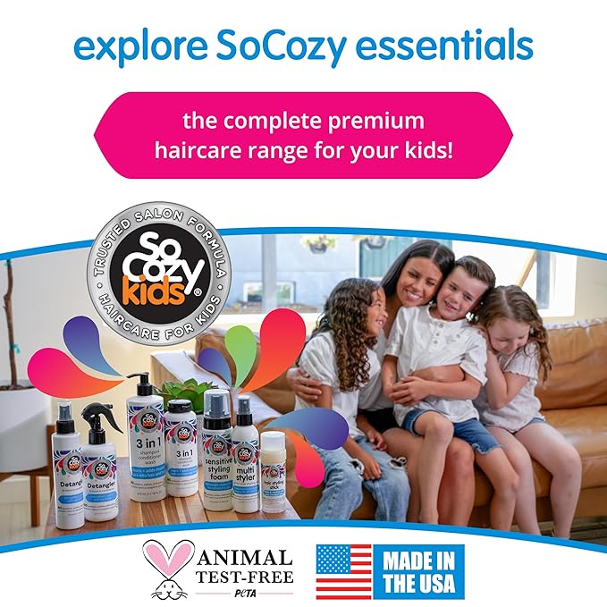 So Cozy Kids Hair Wax Stick, Easy & Quick Styling Wax Stick for Hair (2 Oz) Flyaway Hair Tamer, Slick Back & Shape with Precision, No Parabens, Sulfates, Synthetic Colors or Dyes